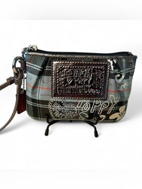 Coach Poppy Tartan Wristlet